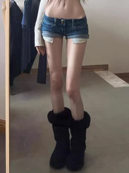 Retro Low-rise Denim Y2k Super Mini Shorts for Women Summer New Spice Girls Slim Curling Elastic Tight Jeans Hot Pants