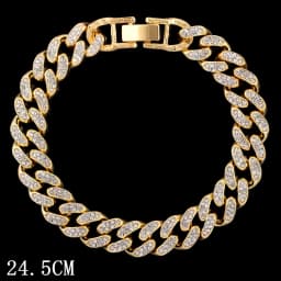 Hip Hop Iced Out Prong Cuban Link Chain Anklet For Women Gold Silver Color Prong Rhombus Cuban Anklets Bracelet Fashion Jewelry