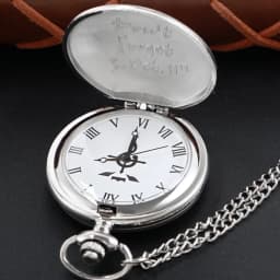 Frosted Texture Alchemist Steampunk Quartz Pocket Watch Silver Case Necklace Pendant Clock Chain Men and Women Christmas Gift