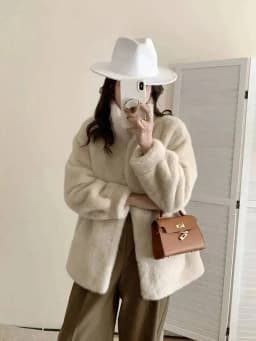 LANMREM Eco-friendly Mink Fur Windproof Stand Collar Faux Mink Coat For Women Warm Winter Thick Jackets With Pockets 2DB5167
