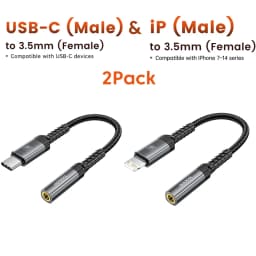 Toocki iP/USB Type C to 3.5mm Jack HiFi Audio Dongle Cable Adapter Male to Female Headphone AUX Converter for Xiaomi POCO iPhone