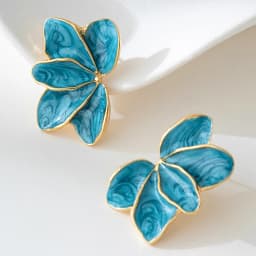 Metal Flower Red Enamel Petal Drop Earrings for Women Trendy Yellow Blue Green Drops Oil Flower Earrings Fashion Jewelry Gifts