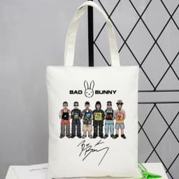 Bad Bunny tote bag einkaufstasche personnalisable foldable reusable shoulder femme