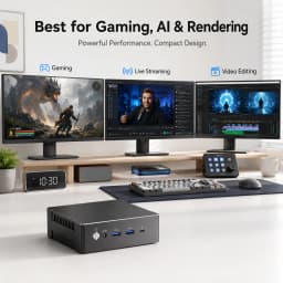 MSECORE MQ50 Mini PC AMD Ryzen 9 7940HS Radeon 780M DDR5 NVMe SSD WiFi6E BT5.3 Dual 2.5G LAN Triple 4K HDMI AI Gaming Office