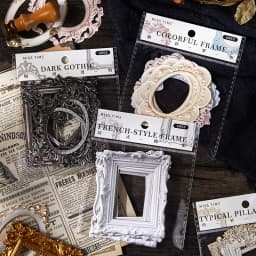 10/60 Pcs Retro Picture Frame Stickers Pack Relief Hand Tent DIY Scrapbook Diary Aesthetic Stationery Supplies Hollow-Out Design
