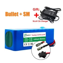 High-Capacity 13S2P 48V 7000mAh 18650 Lithium Battery Pack for Electric Vehicle Motorcycle DIY Kit with 15A BMS 54.6V 2A Charger