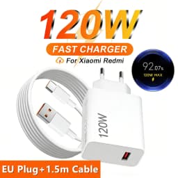 120W Turbo Fast USB Charger For Xiaomi 12 13 14 15 Ultra 17 Pro Max Redmi Note 11 12 13 Pro POCO X6 X7 Rapid Charge Type-C Cable