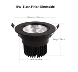 COB LED Downlight Spot Light 3W 5W 7W 10W Dimmable 220V Black Silver White Finish