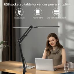 LED Desk Lamp with Clamp Eye-Caring Dimmable Table Lamp for Office Reading Lighting Bar Monitor Lamps Double Head Desk Lights