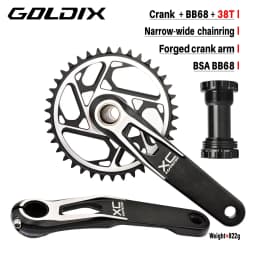 GOLDIX Mountain Bike Crank Chain Wheel Set, Fixed with 3 Screws, Leg Length 170mm/175mm Offset 3 Degrees 30T 32T 34T 36T 38T