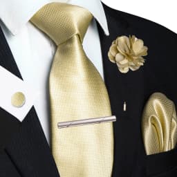 Brown Yellow Plaid Ties For Men Luxury 8cm Silk Tie Pin Pocket Square Cufflinks Tie Clip Set Business Party Wedding Accessories
