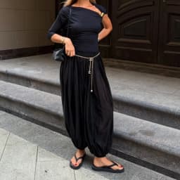 Women Casual Solid High Waist Pleated Balloon Long Pants Women Y2k Baggy Bloomers Solid Color High Waist Loose Fit Capris