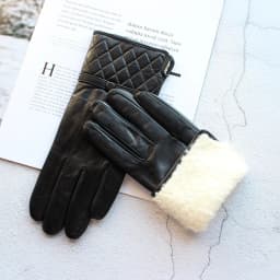 Women's Winter Thickened Sheepskin Gloves Lamb Fur Lining Leather Warm Fashion Motorcycle Riding Gloves Cold-Resistant Driving G