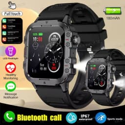 New Flashlight Military Smart Watch Men IP68 5ATM Outdoor Sports Fitness Tracker Health Monitor 1.44Inch BT Call Smartwatch HT30