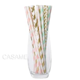 Paper Straws Garden Flower Foil Gold Disposable Drinking for Birthday Wedding Deco Christmas Party Restaurant Event Supplies