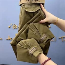 High-quality High Waist Solid Color Cotton Pants Women Fashion 2026 Autumn Loose Casual All-Match Harem Pants Trousers Ladies