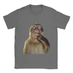 Thinking Monkey Meme Graphic T-Shirt, Unisex Casual Funny Animal Print Short Sleeve Women And Men T-shirts