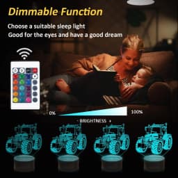 Nighdn 3D Illusion Lamp Tractor Night Light with Remote Control 16 Color Changing Bedside Lamp for Kids Tractor Gifts for Boys