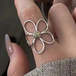 PANJBJ  925 Sterling Silver Double Layer Ring for Women Girl Gift Geometry Hollowing Out Minimalism Fashion Jewelry Wholesale