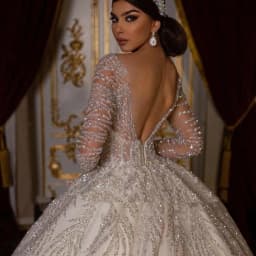 Customized Long Sleeve Shiny Ball Gown Wedding Dresses Sequined Princess Bride Gown Vestido de novia boda amanda novias oficial