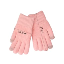 Touchscreen Gloves, Winter Thickened with Fleece, Warm and Cold-Proof, Suitable for Students Using Mobile Phones and Cycling, Knitted Wool Double-Layer Five-Finger Gloves