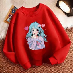 Harajuku Children's Sweatshirt Pullover Spring Japanese Style Anime Girl Crew Neck Graphic Print Hoodie Boy/Girl Kids Hoody