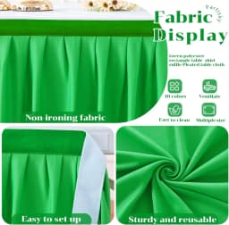 Polyester Table Skirt for Rectangle Tables Wrinkle Resistant Pleated Ruffle Table Cloth for Banquet, Wedding, Gift Dining Table