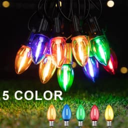 Colorful Outdoor String Lights C7 Shatterproof Replacement Bulbs 1W E12 Base RGB Waterproof Garland for Party Garden Decorations