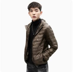 2026 Men's Lightweight Warm Coat, Winter Parkas Jacket Royal Blue Black Gray Red Green Male Light and Thin Coats