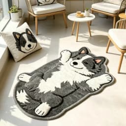 VIKAMA Lying Fluffy White Cat Shaped Doormat 2D Painting Flannel Non Slip Waterproof Floor Mat Bedroom Animal Decor Rug