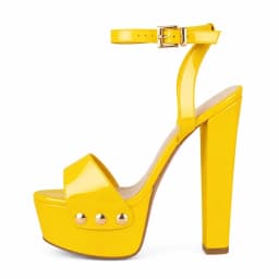 Onlymaker Women Peep Toe Platform Patent Leather Ankle Strap Sandals Slingback Party Dress Big Size Chuny Heel Sandals