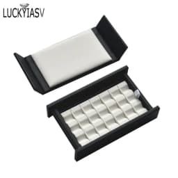 PU Leather Bare Stone Gemstone Jewelry Box Magnet Stone Storage Display Box Gem Display Counter Exhibition Lid V Groove Box