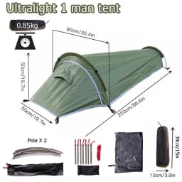 Camping Tent 1 Person, Ultralight Tent Single Mesh Bivy Waterproof Sleeping Gear for Camping Hiking Backpacking 1 Person Tent