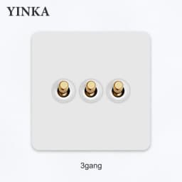 YNKA Stainless Steel Wall Light Switch White Panel with Gold Toggle ,AC110–250V Durable Scratch Resistant Decorative Wall Switch