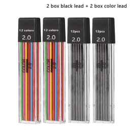 Full Metal 2.0 mm Mechanical Pencils Leads Set for Art Drawing Painting Color 2B Automatic Pencils Office School Pens Supplies
