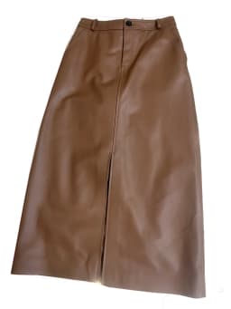 Winter Leather Clothing for Women A-Line Front Split Back Waist Elastic French Long Skirt Female Burdundy Slim Pencil Faldas