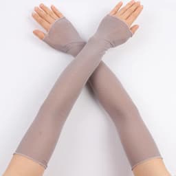 Women Summer Sun Protection Long Fingerless Gloves Thin Transparent Lace Mesh Arm Sleeve Uv Sunscreen Sexy Breathable Mittens