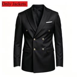 Men's Peak Lapel Double Breasted Golden Button Flap Pocket Business Commute Suit Men Trending Luxury Formal Slim Fit Groom Suit