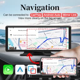 HIPPCRON 10.26" Portable Car Stereo, Wireless CarPlay & Android Auto Touch Screen GPS Navigation FM Multimedia Player