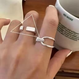 PANJBJ  925 Sterling Silver Double Layer Ring for Women Girl Gift Geometry Hollowing Out Minimalism Fashion Jewelry Wholesale