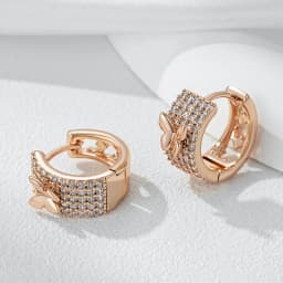 Kienl Hot Full Shiny Natural Zircon Butterfly Drop Earring for Women Fashion 585 Rose Gold Color Crystal Daily Vintage Jewelry