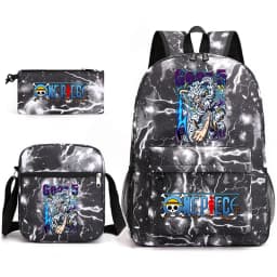 One Piece Luffy Anime Print School Backpack Set 3-in-1 Shoulder Bag Pencil Case for Boys Girls Kids Bookbag