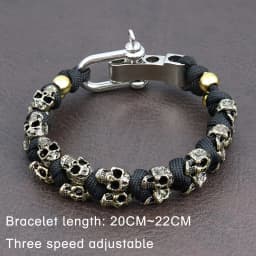 Vintage Skull Bracelet for Men Creative Adjustable Handmade Woven Bangles Punk Hip Hop Motorcycle Jewelry Accessories Wholesale
