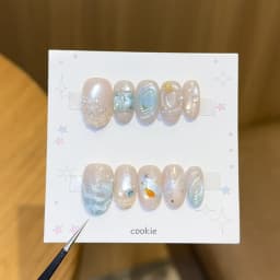 10Pcs/set White French Handmade Press on Nails Short Oval Fake Nails Wearable Stick-on Nails False Nail Uñas Накладные Ногти 네일팁