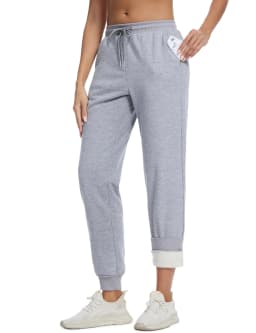 TACVASEN Warm Sherpa Lined Thermal Drawstring Sweatpants Women's Winter Fleece Pants Insulated Athletic Joggers with Pockets