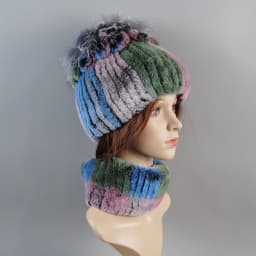 Real Rex Rabbit Fur Hat And Scarf Set Women Winter Knitted Beanie Hat Natural Fur Skullies Beanies Woman Hat Female Cap Elastic