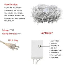 Christmas String Fairy Light 8 Mode LED String Lights Outdoor Waterproof Wedding Holiday Party Patio Lamp