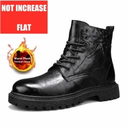 6cm Invisible Height Increasing Men Boots Leather Outdoor Autumn Winter Shoes Warm Non-Slip Comfortable Elevator Ankle Boots