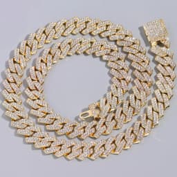 14mm Iced Out Prong Cuban Link Chain Necklace for Men Women 2 Row Rhinestone Paved Miami Rhombus Hip Hop Jewelry Wholesale