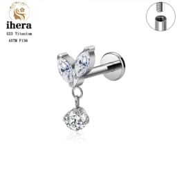 ASTM F136 Titanium Ear Cartilage Earrings Internal Thread 16G Hidden Helix Stud CZ Drape Chain Flat Back Tragus Piercing Jewelry